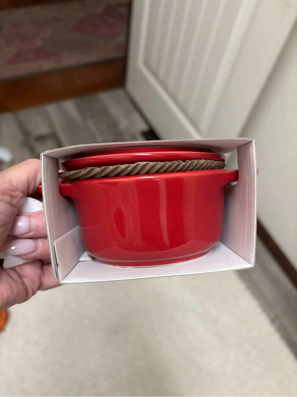 Staub Red Ceramic Cocette with Lid